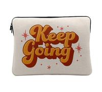 Housse Ordinateur et Tablette Aspect Lin - Keep Going Typographie Message Inspiration Self Care Bien Etre - 14-15 Pouces Pochette de Protection PC Portable Imprimé en France