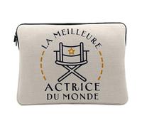 Housse Ordinateur et Tablette Aspect Lin - La Meilleure Actrice du Monde Cinema Theatre Comédienne - 14-15 Pouces Pochette de Protection PC Portable Imprimé en France