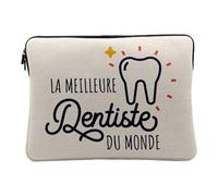 Housse Ordinateur et Tablette Aspect Lin - La Meilleure Dentiste du Monde Medecine Dent Métier Passion Santé - 10 Pouces Pochette de Protection PC Portable Imprimé en France