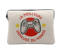 Housse Ordinateur et Tablette Aspect Lin - La Meilleure Gameuse du Monde Gaming Retro Gamer - 12-13 Pouces Pochette de Protection PC Portable Imprimé en France