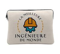 Housse Ordinateur et Tablette Aspect Lin - La Meilleure Ingénieure du Monde Etudiante Informatique Génie Civil - 10 Pouces Pochette de Protection PC Portable Imprimé en France