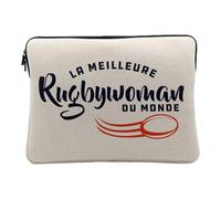 Housse Ordinateur et Tablette Aspect Lin - La Meilleure Rugbywoman du Monde Rugby Sport Ballon XV Equipe - 10 Pouces Pochette de Protection PC Portable Imprimé en France