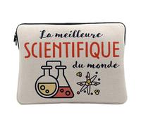 Housse Ordinateur et Tablette Aspect Lin - La Meilleure Scientifique du Monde Science Physique Mathématique Biologie Einstein - 14-15 Pouces Pochette de Protection PC Portable Imprimé en France