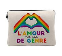 Housse Ordinateur et Tablette Aspect Lin - l'amour n'a Pas de Genre LGBTQ+ Gay Lesbien - 10 Pouces Pochette de Protection PC Portable Imprimé en France