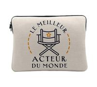 Housse Ordinateur et Tablette Aspect Lin - Le Meilleur Acteur du Monde Cinema Theatre Comédien - 12-13 Pouces Pochette de Protection PC Portable Imprimé en France