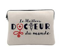 Housse Ordinateur et Tablette Aspect Lin - Le Meilleur Docteur du Monde Medecine Métier Passion Santé - 10 Pouces Pochette de Protection PC Portable Imprimé en France