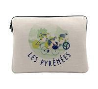 Housse Ordinateur et Tablette Aspect Lin - Les Pyrénées Peloton Vélo France Cyclisme Tour Montagnes - 14-15 Pouces Pochette de Protection PC Portable Imprimé en France