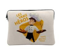 Housse Ordinateur et Tablette Aspect Lin - Les Vrais Héros - Cuisinier Métier Cuisine Chef 12-13 Pouces Pochette de Protection PC Portable Imprimé en France
