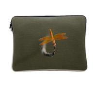 Housse Ordinateur et Tablette Aspect Lin - Libellule Jaune posée sur Branche Nature Sauvage Insecte - 10 Pouces Pochette de Protection PC Portable Imprimé en France