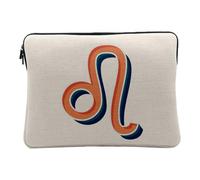 Housse Ordinateur et Tablette Aspect Lin - Lion Signe Astrologie Zodiaque Astres Métaphore Symbole Figure Allegorie - 12-13 Pouces Pochette de Protection PC Portable Imprimé en France