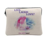 Housse Ordinateur et Tablette Aspect Lin - Live Laugh Love 2019 Parodie Collage Vintage Illustration Art Humour Dauphin Meme - 12-13 Pouces Pochette de Protection PC Portable Imprimé en France