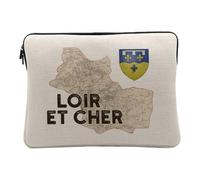 Housse Ordinateur et Tablette Aspect Lin - Loir et Cher 41 Departement Blois Carte Ancienne - 12-13 Pouces Pochette de Protection PC Portable Imprimé en France