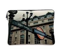 Housse Ordinateur et Tablette Aspect Lin - Londres Entrée du Métro Public Underground - 14-15 Pouces Pochette de Protection PC Portable Imprimé en France