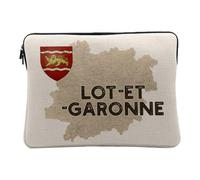 Housse Ordinateur et Tablette Aspect Lin - Lot et Garonne 46 Departement Agen Carte Ancienne Aquitaine - 12-13 Pouces Pochette de Protection PC Portable Imprimé en France