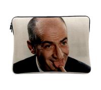 Housse Ordinateur et Tablette Aspect Lin - Louis De Funes sur La Langue Acteur Francais Legende - 12-13 Pouces Pochette de Protection PC Portable Imprimé en France