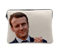 Housse Ordinateur et Tablette Aspect Lin - Macron Clin d'oeil President France Humour Meme - 10 Pouces Pochette de Protection PC Portable Imprimé en France