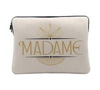 Housse Ordinateur et Tablette Aspect Lin - Madame Chic Luxe France Vintage - 14-15 Pouces Pochette de Protection PC Portable Imprimé en France