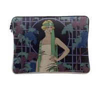 Housse Ordinateur et Tablette Aspect Lin - Madame Illustration Art Deco Elegant Art Deco Fashion Sleek Mode - 10 Pouces Pochette de Protection PC Portable Imprimé en France