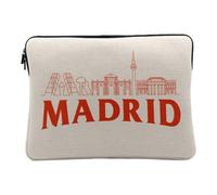 Housse Ordinateur et Tablette Aspect Lin - Madrid Minimaliste Voyage Culture Artiste Espagne - 10 Pouces Pochette de Protection PC Portable Imprimé en France