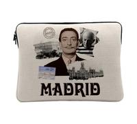 Housse Ordinateur et Tablette Aspect Lin - Madrid Vintage Voyage Culture Artiste Espagne - 10 Pouces Pochette de Protection PC Portable Imprimé en France