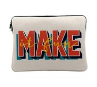 Housse Ordinateur et Tablette Aspect Lin - Make It Fun Typographie Message Good Vibes Positivité - 12-13 Pouces Pochette de Protection PC Portable Imprimé en France