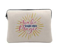 Housse Ordinateur et Tablette Aspect Lin - Make Your Own Magic Typographie Message Motivation Positivité - 14-15 Pouces Pochette de Protection PC Portable Imprimé en France