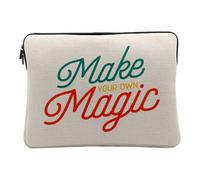 Housse Ordinateur et Tablette Aspect Lin - Make Your Own Magic Vintage 70's Retro Typo - 14-15 Pouces Pochette de Protection PC Portable Imprimé en France
