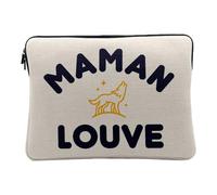 Housse Ordinateur et Tablette Aspect Lin - Maman Louve Famille Mignon Animal - 12-13 Pouces Pochette de Protection PC Portable Imprimé en France