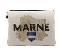 Housse Ordinateur et Tablette Aspect Lin - Marne Departement 51 Chalons en Champagne Carte Ancienne - 12-13 Pouces Pochette de Protection PC Portable Imprimé en France