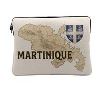 Housse Ordinateur et Tablette Aspect Lin - Martinique 972 Departement Fort de France Carte Ancienne Rare - 14-15 Pouces Pochette de Protection PC Portable Imprimé en France