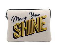 Housse Ordinateur et Tablette Aspect Lin - May You Shine Typographie Message Self Love Amour Bien Etre Positive Vibes - 14-15 Pouces Pochette de Protection PC Portable Imprimé en France