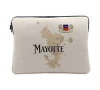 Housse Ordinateur et Tablette Aspect Lin - Mayotte 976 Département Outre Mer Carte Ancienne Rare - 14-15 Pouces Pochette de Protection PC Portable Imprimé en France