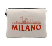 Housse Ordinateur et Tablette Aspect Lin - Milano Minimalist Milan Italie Voyage Mode - 10 Pouces Pochette de Protection PC Portable Imprimé en France