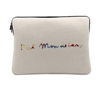 Housse Ordinateur et Tablette Aspect Lin - Mondrian Signature Peintre Artiste Cubisme Abstrait De Stijl - 10 Pouces Pochette de Protection PC Portable Imprimé en France