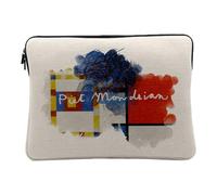 Housse Ordinateur et Tablette Aspect Lin - Mondrian Signature Peinture Peintre Artiste Cubism Abstract De Stijl - 12-13 Pouces Pochette de Protection PC Portable Imprimé en France