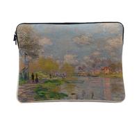 Housse Ordinateur et Tablette Aspect Lin - Monet Printemps sur la Seine Peinture Impressionnisme France - 10 Pouces Pochette de Protection PC Portable Imprimé en France