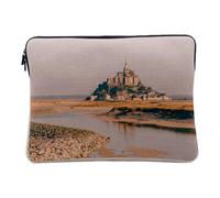 Housse Ordinateur et Tablette Aspect Lin - Mont Saint Michel Marée Basse Monument France Patrimoine Mondial - 10 Pouces Pochette de Protection PC Portable Imprimé en France