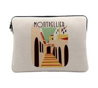 Housse Ordinateur et Tablette Aspect Lin - Montpellier Centre Historique Voyage Tourisme - 10 Pouces Pochette de Protection PC Portable Imprimé en France