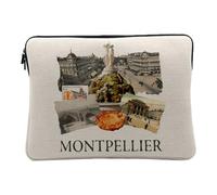 Housse Ordinateur et Tablette Aspect Lin - Montpellier Collage Ville France Sud Patrimoine - 10 Pouces Pochette de Protection PC Portable Imprimé en France
