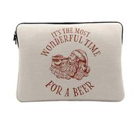 Housse Ordinateur et Tablette Aspect Lin - Most Wonderful Time for a Beer Noel Hiver Cadeau Père Noel - 14-15 Pouces Pochette de Protection PC Portable Imprimé en France