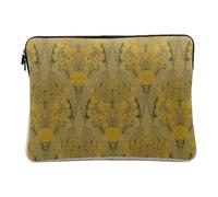 Housse Ordinateur et Tablette Aspect Lin - Motif Paons Illusion Jaune Animal Art - 10 Pouces Pochette de Protection PC Portable Imprimé en France