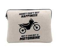 Housse Ordinateur et Tablette Aspect Lin - Motorbike - Money Can't Buy Happiness Motocross 14-15 Pouces Pochette de Protection PC Portable Imprimé en France