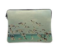 Housse Ordinateur et Tablette Aspect Lin - Mouettes sur La Mer Bleu Ocean Plage Oiseaux Marins - 14-15 Pouces Pochette de Protection PC Portable Imprimé en France