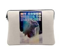 Housse Ordinateur et Tablette Aspect Lin - My Crush Wants to Date Me Collage Vintage Illustration Art Humour Parodie Animal - 14-15 Pouces Pochette de Protection PC Portable Imprimé en France