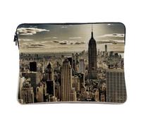 Housse Ordinateur et Tablette Aspect Lin - New York Manhattan Empire State Building Ville Gratte Ciel - 12-13 Pouces Pochette de Protection PC Portable Imprimé en France