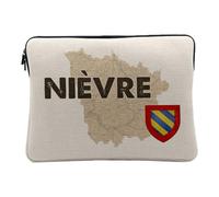 Housse Ordinateur et Tablette Aspect Lin - Nièvre 58 Département Nevers Carte Ancienne Rare - 10 Pouces Pochette de Protection PC Portable Imprimé en France