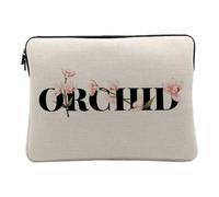 Housse Ordinateur et Tablette Aspect Lin - Orchid Flowers Minimalist Chic Garden Love - 14-15 Pouces Pochette de Protection PC Portable Imprimé en France