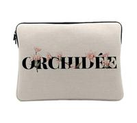 Housse Ordinateur et Tablette Aspect Lin - Orchidée Fleurs Minimaliste Chic Jardin Amour - 10 Pouces Pochette de Protection PC Portable Imprimé en France