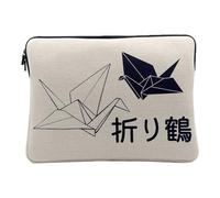 Housse Ordinateur et Tablette Aspect Lin - Origami Sculpture Papier Art Japon Asie Culture - 14-15 Pouces Pochette de Protection PC Portable Imprimé en France