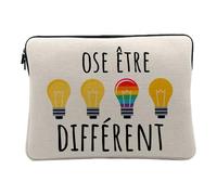 Housse Ordinateur et Tablette Aspect Lin - Ose Etre Différent LGBTQ+ Gay Lesbien Trans - 12-13 Pouces Pochette de Protection PC Portable Imprimé en France